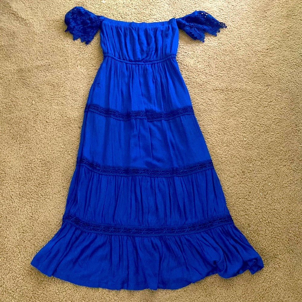 Royal Blue Off the Shoulder Dress